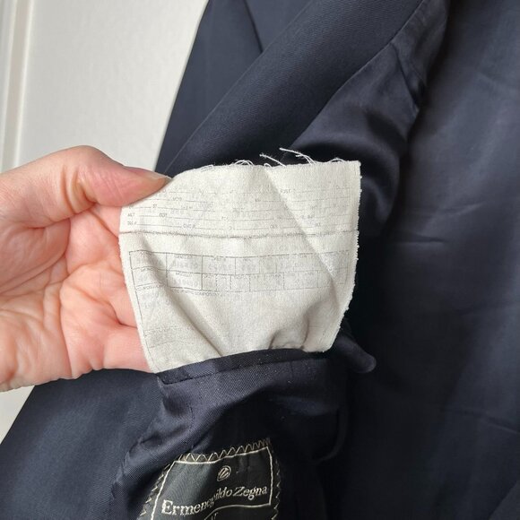 Ermenegildo Zegna Super 100S Navy Wool Mens Blazer 48 - Picture 5 of 12